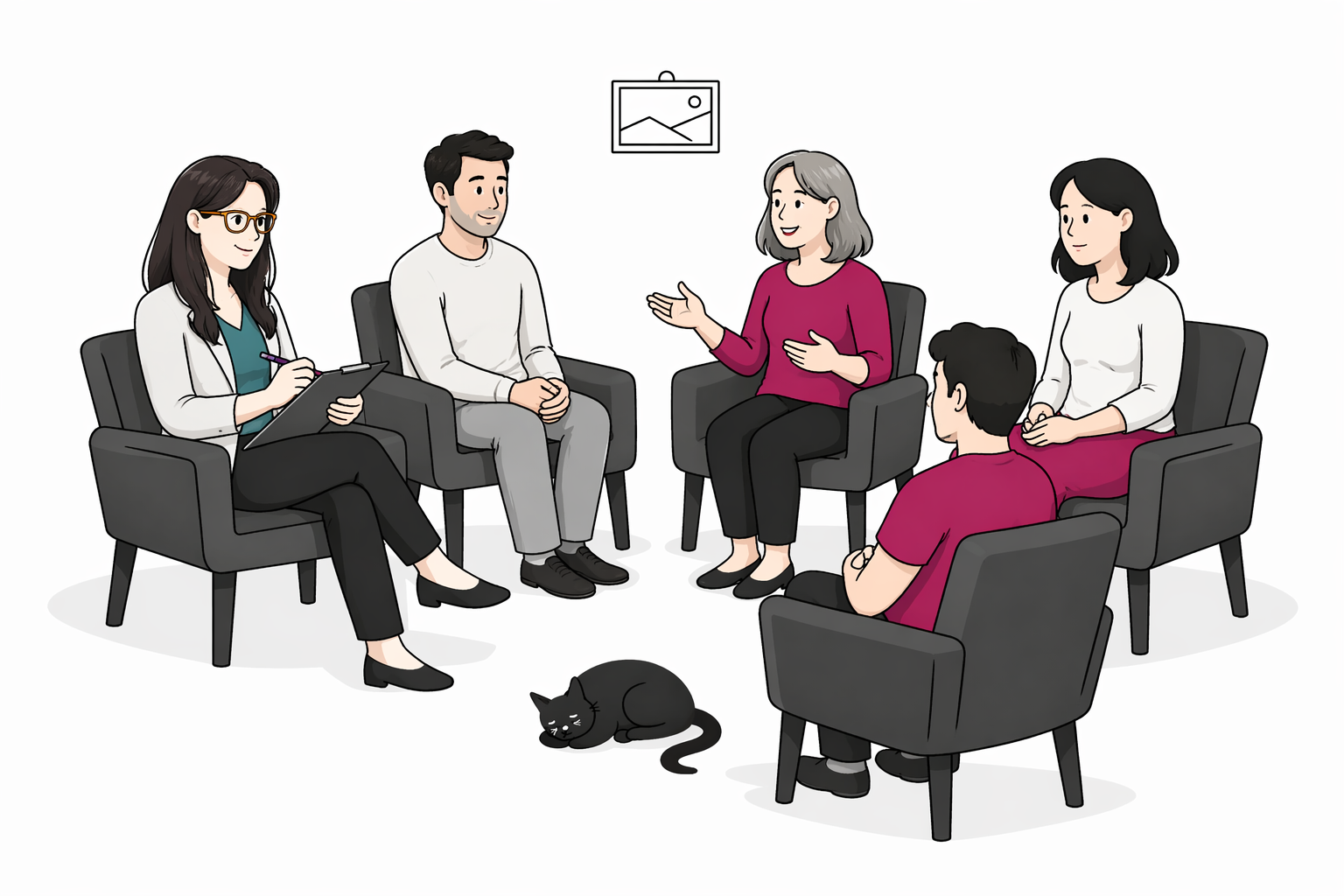 Illustration einer Gruppentherapie